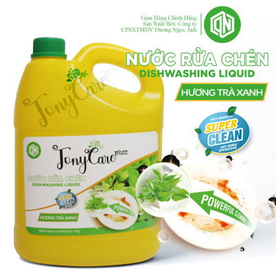 Nước rửa chén Tonycare 4000ml - Hương Trà Xanh – Sạch dầu mỡ, dịu nhẹ da tay, an toàn cho sức khỏe – Chính hãng Tonycare