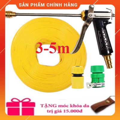 Bộ dây vòi xịt nước ️ , tăng áp 3 lần,loại 3m,5m 206318 đầu đồng,cút,nối nhựa vàng