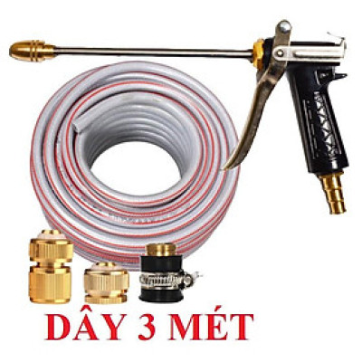 Bộ dây vòi xịt nước ️ , tăng áp 3 lần, loại 3m, 5m 206318Vđầu đồng, cút đồng+ túi đựng bút