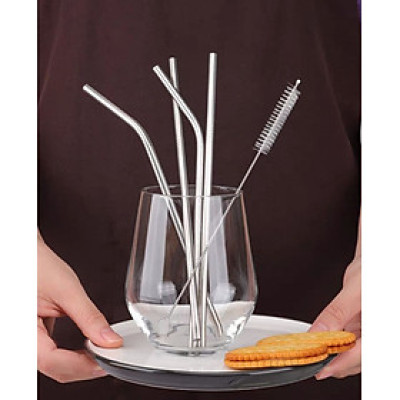 Bộ 4 Ống Hút Inox (Ống Hút inox sus 304) -Tặng cọ vệ sinh