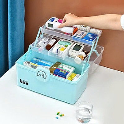 Hộp đựng thuốc y tế 12L, hộp thuốc y tế gia đình, hộp thuốc 3 tầng tiện lợi dung tích 9L - 12L