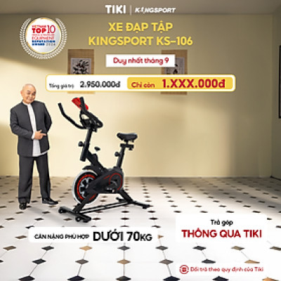 Xe đạp tập KINGSPORT KS-106 khung,  khung sườn chắc chắn, tích hợp đồng hồ đo lường chỉ số, cân nặng phù hợp từ dưới 70kg