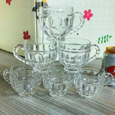 Bộ 6 Cốc Thủy Tinh Có Quai Dày Dặn Trong Suốt Chịu Nhiệt Với Thiết Kế Sang Trọng Tinh Xảo Đẹp Mắt - Hoạ Tiết Ngẫu Nhiên