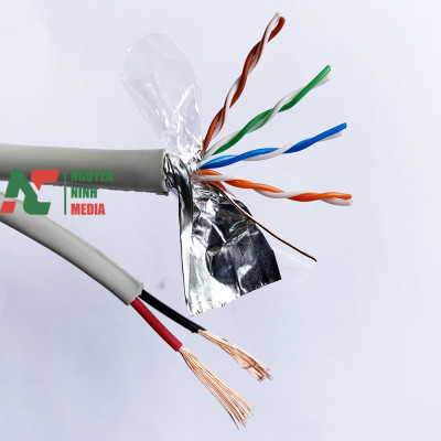 Dây Cáp Mạng Kèm Nguồn Cat5e FTP + 2C Golden Japan Bọc Bạc Chống Nhiễu - Hàng Chính Hãng (Bán Lẻ Mét)