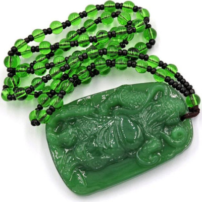 Vòng cổ tượng Quan công đá thạch anh xanh DQCX14