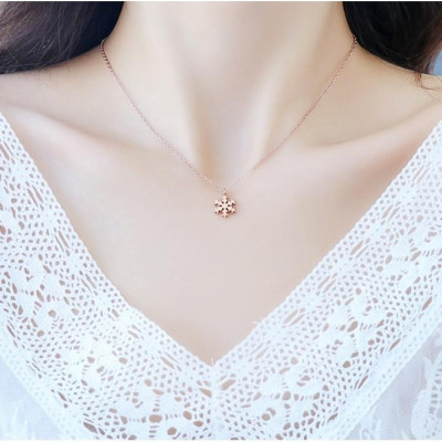 Dây chuyền nữ titan thời trang mặt hình hoa tuyết phun cát thép không gỉ trangsucpt có 3 màu DCNUT39