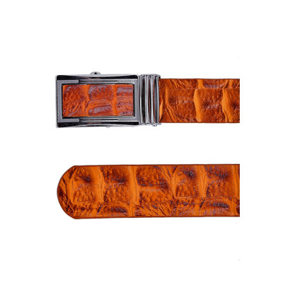 HJ4116 - Dây nịt nam da bò vân cá sấu Huy Hoàng màu vàng