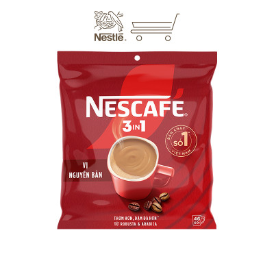 [Tặng hộp 2 ly thủy tinh] Combo 2 Bịch NESCAFE 3IN1 Công thức cải tiến - VỊ NGUYÊN BẢN Bịch 46 gói