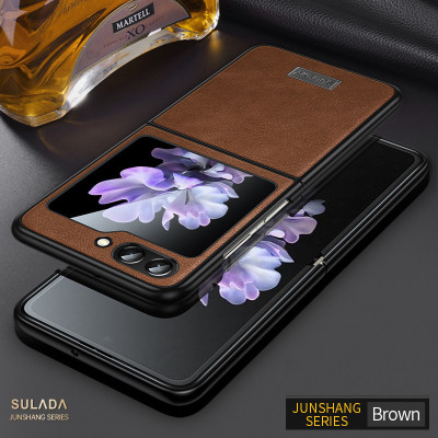 Ốp lưng da cho Samsung Galaxy Z Flip 6 hiệu SULADA viền mềm chống sốc cao cấp - Hàng chính hãng.