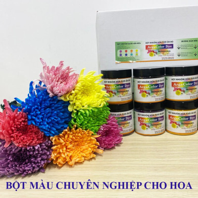 BỘT NHUỘM HOA NHẬP KHẨU ẤN ĐỘ (HỦ 110GR pha 12L nước nhuộm hoa tươi) gồm 8 màu cơ bản