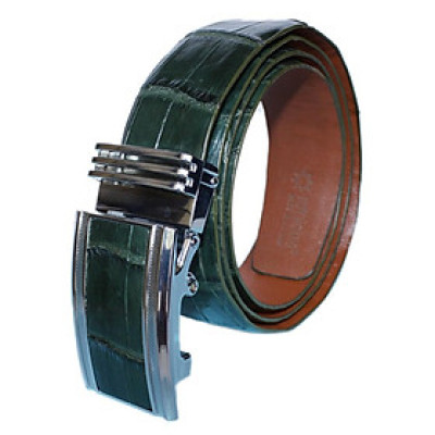 HC4827 - Dây nịt nam da cá sấu Huy Hoàng nguyên con bụng 4P màu xanh rêu