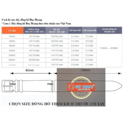 HC8313-14-15 - Dây đồng hồ Huy Hoàng da trăn size 22, 24, 26 màu da nguyên thủy, đen, nâu