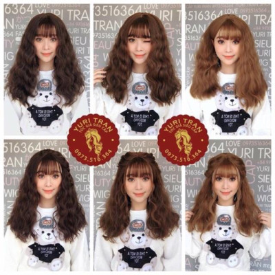 Tóc giả nữ️ tóc nguyên đầu xù sóng lửng - Tặng lưới chùm tóc