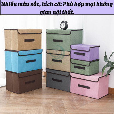 Bộ 2 thùng vải, hộp vải đựng đồ đa năng -Màu Nâu Kem - Hộp vải đựng quần áo 2 size đựng quần áo, đồ lót, giày, văn phòng phẩm, đồ dùng cá nhân rất tiện lợi-Bộ 2 hộp vải đựng đồ vải canvas siêu xinh có nắp đậy, tủ vải đựng đồ hộp cái