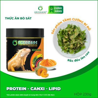 Thức ăn bò sát Iguana Trưởng Thành GREENABC vị bí đỏ dùng cho Rồng Nam Mỹ từ 1m trở lên giúp gai bung, gù cao, dáng đẹp, lên màu tươi –  Hộp 230g
