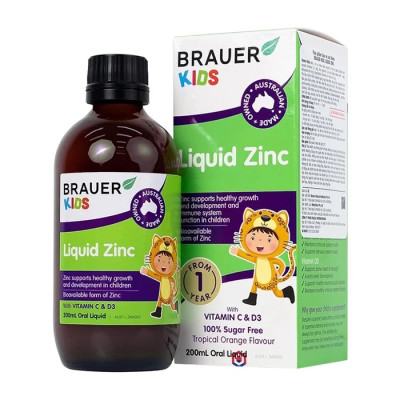 Brauer Kids Liquid Zinc - hỗ trợ cho trẻ biếng ăn từ 1 tuổi (200m)