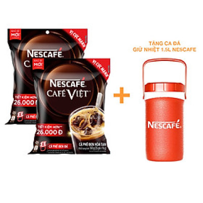 [Tặng thố thủy tinh] Combo 2 Bịch Cà phê Hòa tan NESCAFÉ CAFÉ VIỆT 35 gói Vị Mạnh đặc trưng