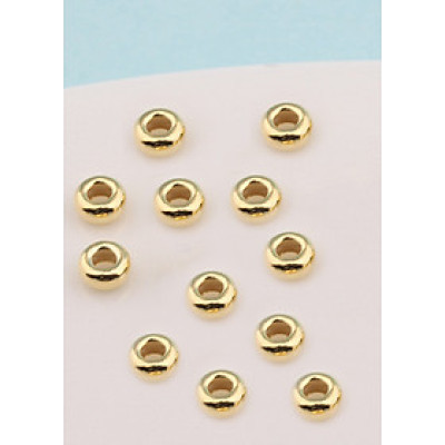 Combo 12 cái charm bi bạc mạ vàng hạt dẹp - hạt cườm bạc mạ vàng - Ngọc Quý Gemstones