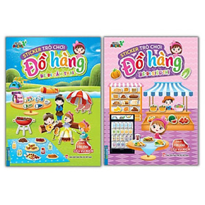 Sách - Sticker Trò Chơi Đồ Hàng - Bé Đi Siêu Thị + Bé Đi Cắm Trại - Combo 2 Cuốn - Minh Thắng