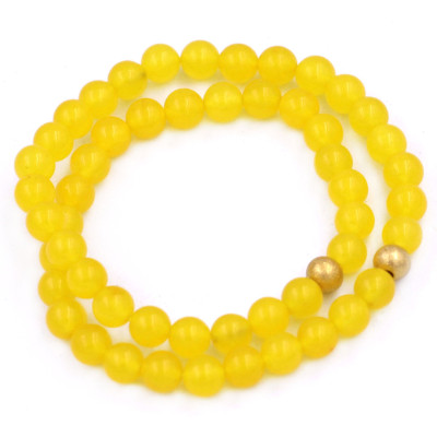 [Mệnh Kim, Thổ] Vòng Chuỗi Đôi 6 Ly Đá Thạch Anh Vàng Charm Bi Unox VTAVHBD