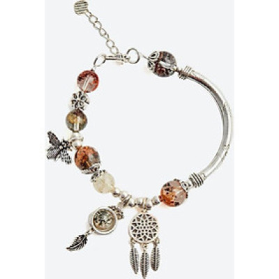 Vòng tay thạch anh ưu linh đa sắc charm dream catcher bạc Ngọc Quý Gemstones