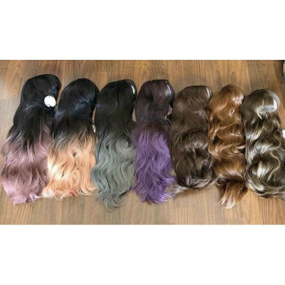 tóc giả xù ombre cao cấp - Tặng lưới chùm tóc