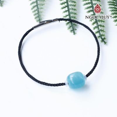 Vòng dây thép đá amazonite mệnh thủy , mộc - Ngọc Quý Gemstones
