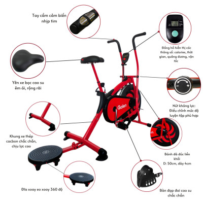 Xe Đạp Tập Gym Tập Thể Dục Tại Nhà Galen G021 Xe Đạp Có Đồng Hồ Hiển Thị Chỉ Số Calo Cải Tiến Đĩa Xoay Eo Đa Năng