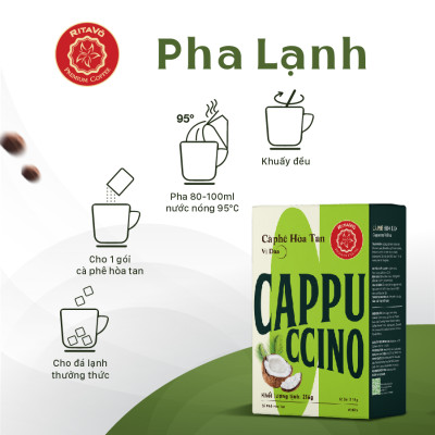 Cà phê hoà tan Rita Võ Cafe Cappuccino coconut [Hộp 216g x 12 gói]