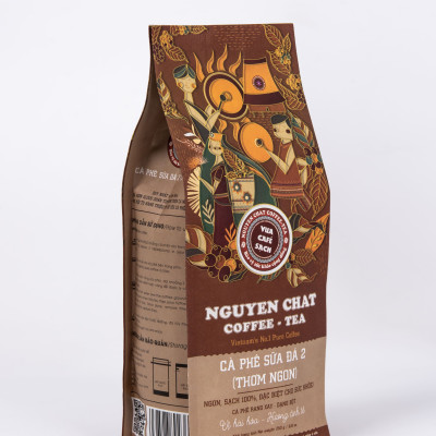 Cà phê xay nguyên chất Sữa đá 2 hương vị hài hòa theo phong cách Ý, hậu vị kéo dài, phù hợp với phái nam - 250g
