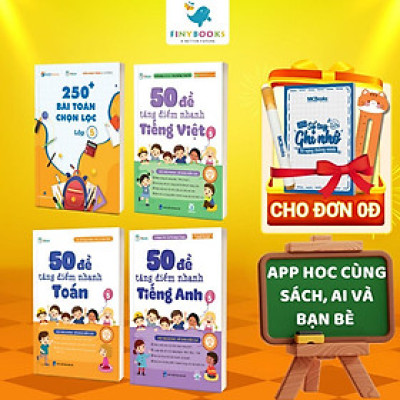 Sách - Combo 250 Bài Toán Chọn Lọc Và 50 Đề Tăng Điểm Nhanh Toán - Tiếng Việt - Tiếng Anh Lớp 4 - TKBooks
