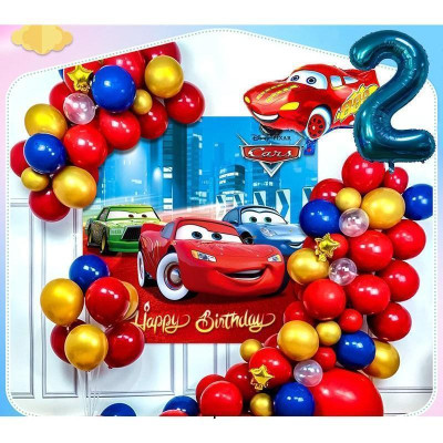 Combo Bong Bóng Trang Trính Sinh Nhật Hình Xe Hơi Cho Bé