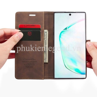 Bao da dạng ví dành cho Samsung Galaxy Note 10 Plus hiệu caseme chống sốc chống va đập bụi bẩn, có ngăn đựng tiền, đựng thẻ tiện dụng - Hàng chính hãng