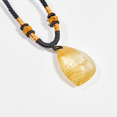 Dây chuyền thạch anh tóc vàng giọt nước 3cm mệnh thủy , kim - Ngọc Quý Gemstones