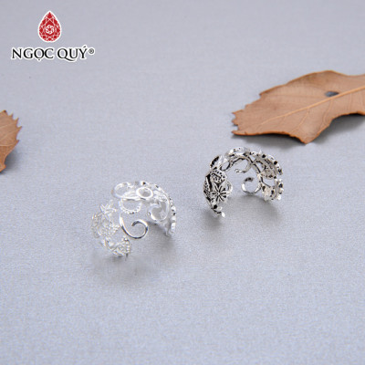 Combo 2 cái charm bạc ôm hạt họa tiết hoa văn  - Ngọc Quý Gemstones