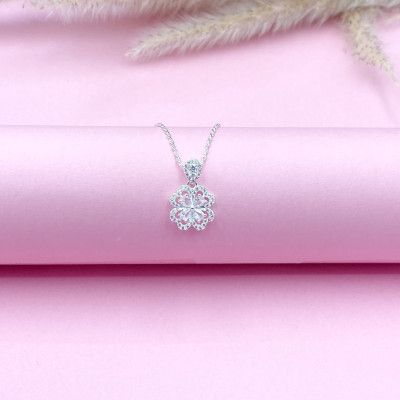 Dây Chuyền Bạc 925 Kiểu Dây Xoắn Kép Cỏ 4 Lá May Mắn Chính Hãng Bạc Hiểu Minh DMD516