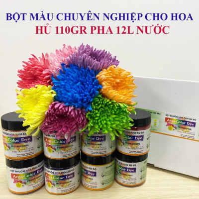 BỘT NHUỘM HOA NHẬP KHẨU ẤN ĐỘ (HỦ 110GR pha 12L nước nhuộm hoa tươi) gồm 8 màu cơ bản