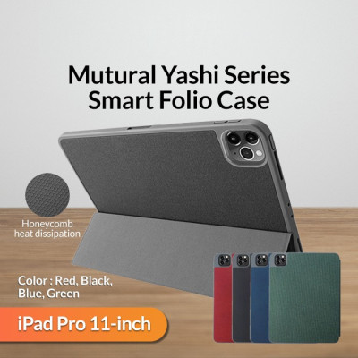 Case Bao da chống sốc mặt lưng canvas cho iPad Pro 11 2022 chip M2 / 2021 chip M1 / 2020 hiệu Mutural Yashi Series (có ngăn đựng bút, thiết kế tản nhiệt, cơ chế smartsleep) - hàng nhập khẩu