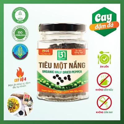 Tiêu một nắng Organic Bầu Mây 35g - Cay cấp độ 4 với độ cay đậm đà, tươi dẻo, cay mềm món khai vị đậm đà tự nhiên, giúp kích thích vị giác, giúp ăn ngon miệng hơn, cải thiện chức năng của hệ tiêu hoá