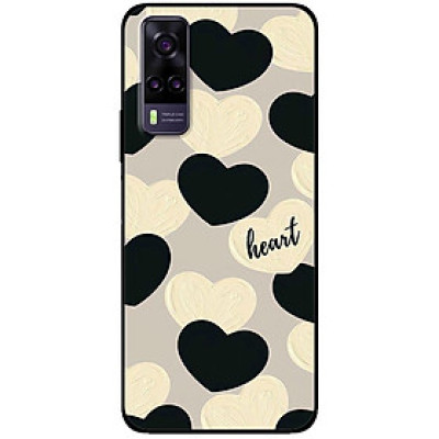 Ốp lưng cho Vivo V23e - Y31 -Y51 - Y55 - Y55s - Y55 2022 - Tim Trắng Đen HEART - Hàng Chính Hãng