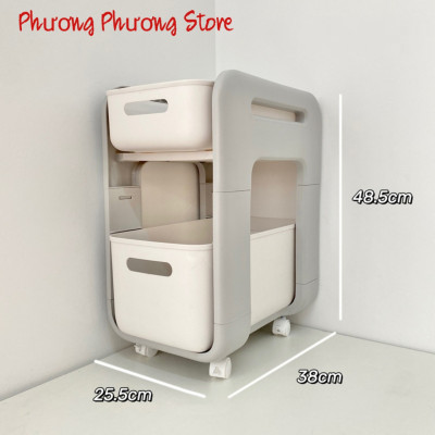 TỦ KỆ ĐỂ ĐỒ HÀN QUỐC ĐA NĂNG CÓ BÁNH XE NGĂN KÉO TRƯỢT CAO CẤP