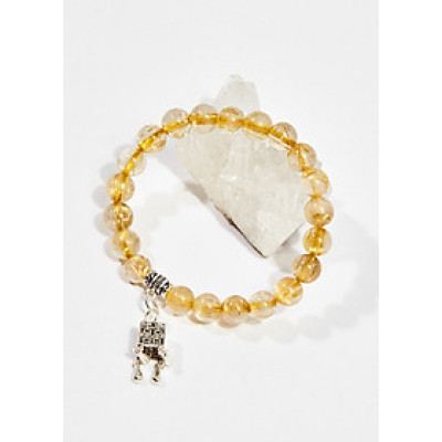 Vòng tay phong thủy nữ đá thạch anh tóc vàng charm lồng đèn 8mm mệnh thủy , kim - Ngọc Quý Gemstones