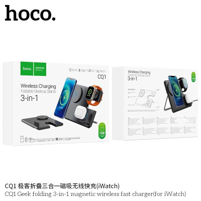Đế sạc không dây cao cấp 3 trong 1 sạc nhanh 15w, sạc điện thoại, đồng hồ, tai nghe CQ1 - Hàng nhập khẩu