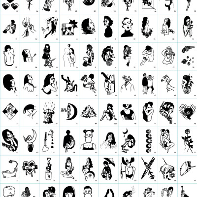 100 tờ hình xăm cô gái tình yêu quyến rũ trắng đen phụ nữ hiện đại unisex Legaxi