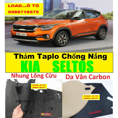Thảm Taplo Chống Nắng Xe Kia Seltos 2023-2020 Mẫu Da Carbon, Nhung Cao Cấp