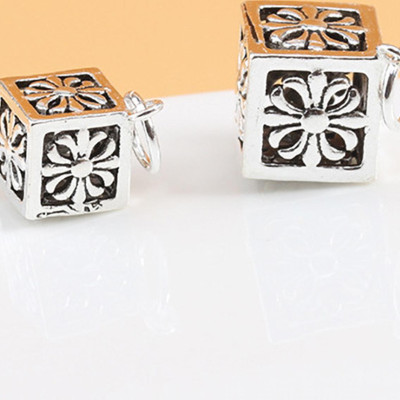 Combo 2 cái charm bạc hình vuông hoa văn treo - Ngọc Quý Gemstones