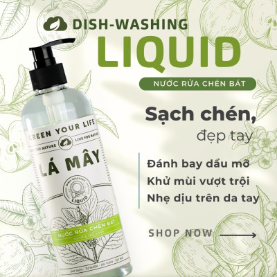 NƯỚC RỬA CHÉN BÁT (KHÔNG ĐẬM ĐẶC) TÍA TÔ & TÁO XANH LÁ MÂY 500 mL
