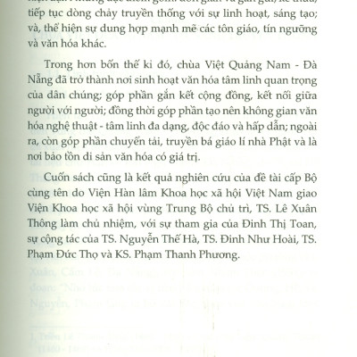 Chùa Việt Quảng Nam - Đà Nẵng Truyền Thống Và Hiện Đại (Từ Đầu Thế Kỉ XVII Đến Đầu Thế Kỉ XXI) (Sách chuyên khảo) -  Lê Xuân Thông, Đinh Thị Toan