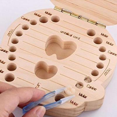 Hộp Đựng Răng Sữa Chống Bụi Bằng Gỗ Cho Bé 13x12cm