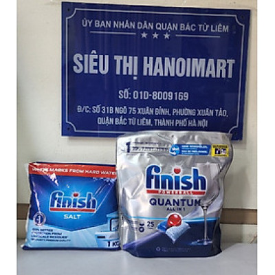 Combo Viên rửa bát Finish Quantum 25 Viên + Muối rửa bát Finish 1kg dùng cho máy rửa bát